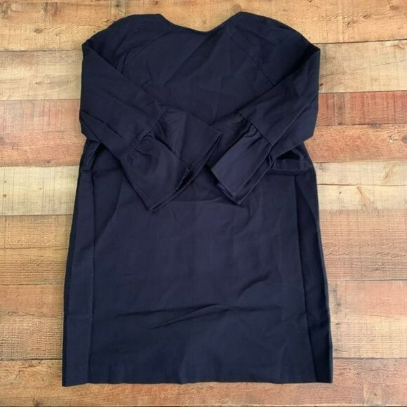 Chico’s topper drama ruffle sleeve long sleeve jacket in navy blue - 2 - Picture 6 of 8